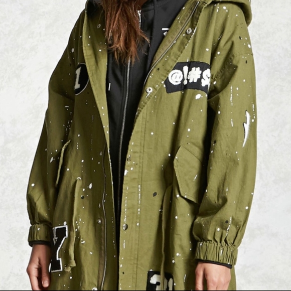 Forever 21 “way up” yeezy s green utility jacket - Picture 2 of 2